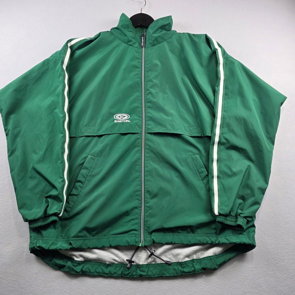 Easton Mens Small Green Full Zip Windbreaker Jacket Baseball Warm Up‎ Stripe